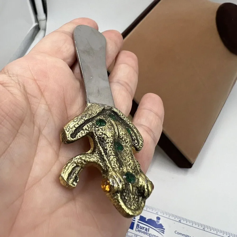 Pottery Barn Gold Jeweled Frog Cheese or Pate Spreader Single Tree Frog last one